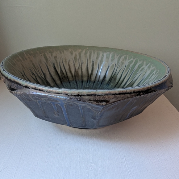 Richard Aerni Studio Art Pottery Bowl Aqua Blue Green Signed - Picture 5 of 11